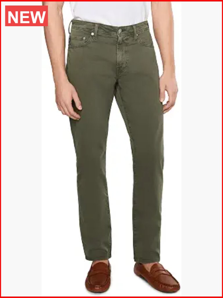 Slim Straight Stretch Sateen Chino Pants Mid Rise